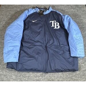 Nike MLB Tampa Bay Rays Men's 3XL Blue Full Zip Goose Down Dugout Jacket NWT